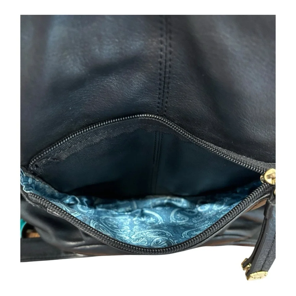 Stone Mountain Hampton‎ Shoulder Crossbody Bag Black Leather Zip Adj Stap Clean
